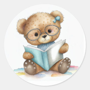 Schattigee Bibliotheek Bibliotheek Boeken Teddy Be Ronde Sticker