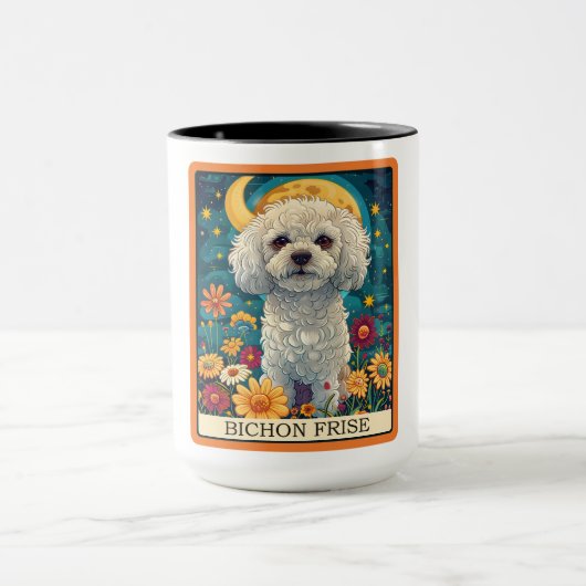 Schattigee Bichon Frise Dog Tarot Kaart Mok (Midden)