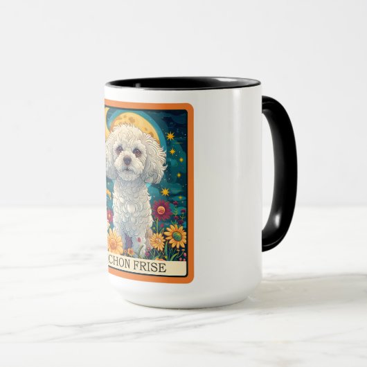 Schattigee Bichon Frise Dog Tarot Kaart Mok (Voorkant rechts)