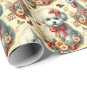 Schattigee Bichon Frisé Illustratie Cadeaupapier (Rol Hoek)