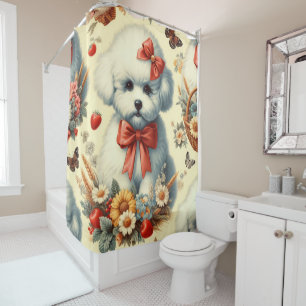 Schattigee Bichon Frisé Illustratie Douchegordijn