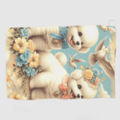  Schattigee Bichon Frisé Illustratie Golfhanddoek (Horizontaal)