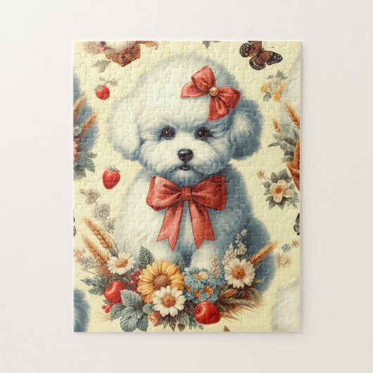 Schattigee  Bichon Frisé Illustratie Legpuzzel (Verticaal)