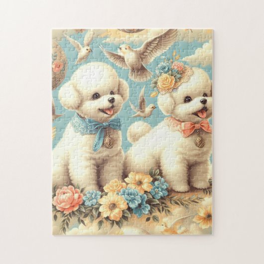  Schattigee Bichon Frisé Illustratie Legpuzzel (Verticaal)