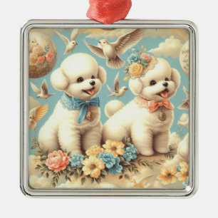 Schattigee Bichon Frisé Illustratie Metalen Ornament