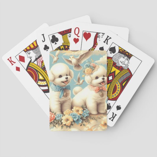  Schattigee Bichon Frisé Illustratie Pokerkaarten (Achterkant)