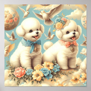 Schattigee Bichon Frisé Illustratie Poster