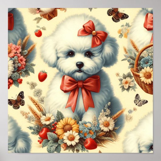 Schattigee  Bichon Frisé Illustratie Poster (Voorkant)