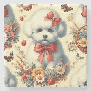 Schattigee Bichon Frisé Illustratie Stenen Onderzetter