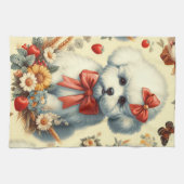 Schattigee Bichon Frisé Illustratie Theedoek (Horizontaal)