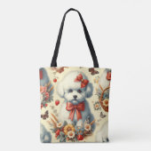 Schattigee  Bichon Frisé Illustratie Tote Bag (Achterkant)