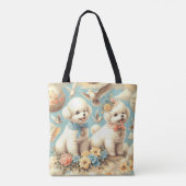  Schattigee Bichon Frisé Illustratie Tote Bag (Achterkant)