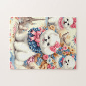 Schattigee Bichon Frisé Naadloos Legpuzzel (Horizontaal)