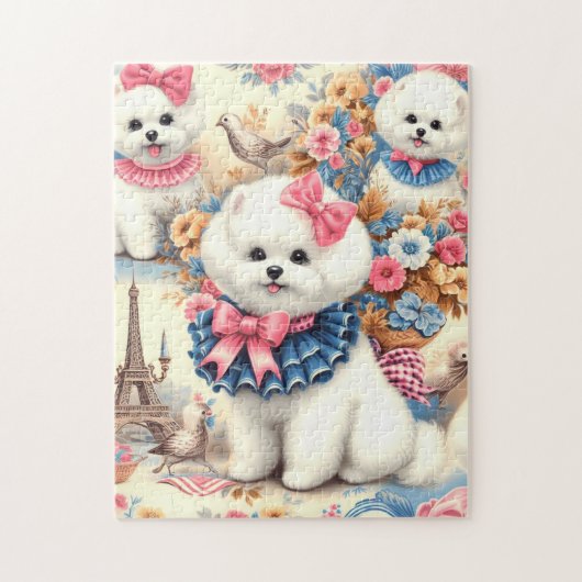 Schattigee Bichon Frisé Naadloos Legpuzzel (Verticaal)