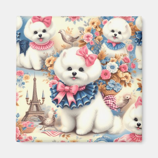 Schattigee Bichon Frisé Naadloos Magneet (Voorkant)