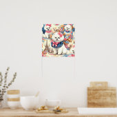 Schattigee Bichon Frisé Naadloos Poster (Keuken)