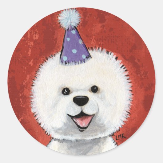 Schattigee Bichon Frise Party Dog Stickers (Voorkant)