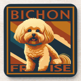 Schattigee Bichon Frise Puppy Dog Retro Poster Sti Bier Onderzetter
