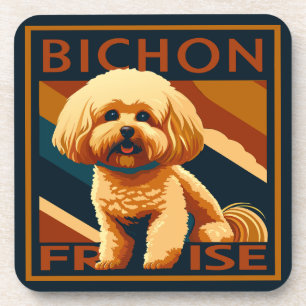 Schattigee Bichon Frise Puppy Dog Retro Poster Sti Bier Onderzetter