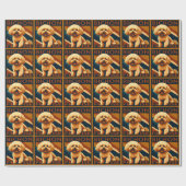Schattigee Bichon Frise Puppy Dog Retro Poster Sti Cadeaupapier (Vlak)