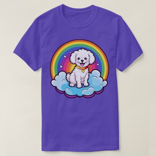 Schattigee Bichon Frise Rainbow Cloud Kawaii Dog H T-shirt (Design voorkant)