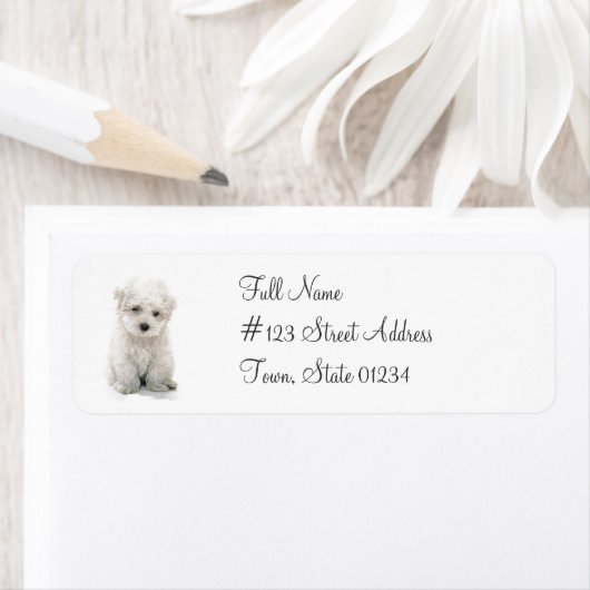 Schattigee Bichon Frise retouradres Mailinglabel Etiket (Insitu)