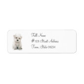 Schattigee Bichon Frise retouradres Mailinglabel Etiket (Voorkant)