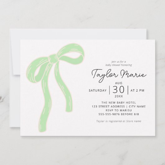 Schattigee Big Bow | genderneutraal Baby shower Kaart (Voorkant)