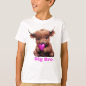 Schattigee Big Brother Roze Baby Koe T-shirt (Voorkant)