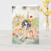 Schattigee Big Eye Girl Art Kaart (Gele Bloem)