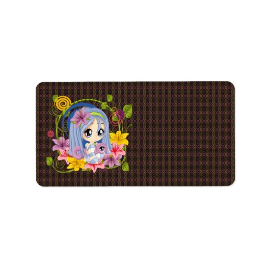 Schattigee Big Eyed Chibi Dragon Fairy Etiket (Voorkant)