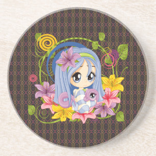 Schattigee Big Eyed Chibi Dragon Fairy Zandsteen Onderzetter