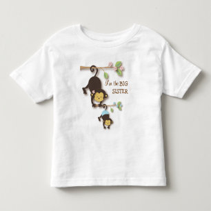 Schattigee Big Sister Monkey met Lil' Baby Brother Kinder Shirts