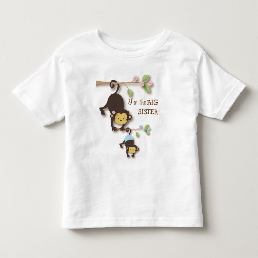 Schattigee Big Sister Monkey met Lil' Baby Brother Kinder Shirts (Voorkant)
