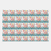 Schattigee biggen en vrolijke bloemen inpakpapier vel (Voorkant 3)