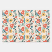 Schattigee biggen en vrolijke bloemen inpakpapier vel (Voorkant 2)