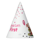 Schattigee biggetje eten watermeloen verjaardag feesthoedjes (Links)