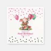 Schattigee biggetje eten Watermeloen Verjaardagspa Servet (Voorkant)