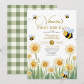 Schattigee bij eerste verjaardag zoet om één feest kaart (Voorkant / Achterkant)