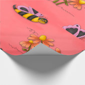 Schattigee bij en bloemenroze voorjaarstuin cadeaupapier