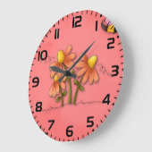 Schattigee bij en bloemenroze voorjaarstuin grote klok (Hoek)