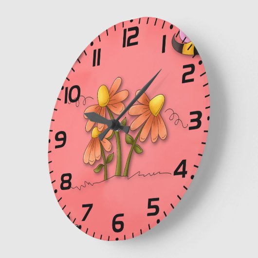 Schattigee bij en bloemenroze voorjaarstuin grote klok (Hoek)