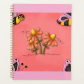 Schattigee bij en bloemenroze voorjaarstuin planner (Voorkant)