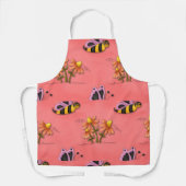 Schattigee bij en bloemenroze voorjaarstuin schort (Voorkant)