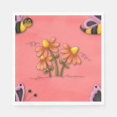 Schattigee bij en bloemenroze voorjaarstuin servet (Voorkant)