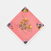 Schattigee bij en bloemenroze voorjaarstuin servet (Hoek)