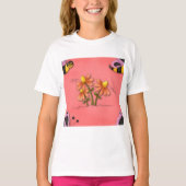 Schattigee bij en bloemenroze voorjaarstuin t-shirt (Voorkant)
