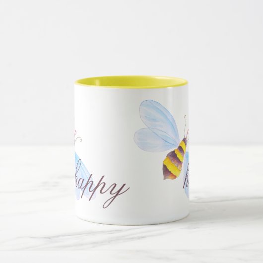 Schattigee bij gelukkig geel bruin of aangepaste t mok (Midden)