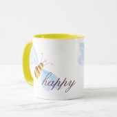 Schattigee bij gelukkig geel bruin of aangepaste t mok (Voorkant links)