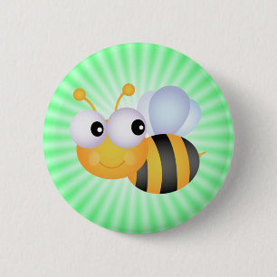 Schattigee bij; Groen Ronde Button 5,7 Cm
